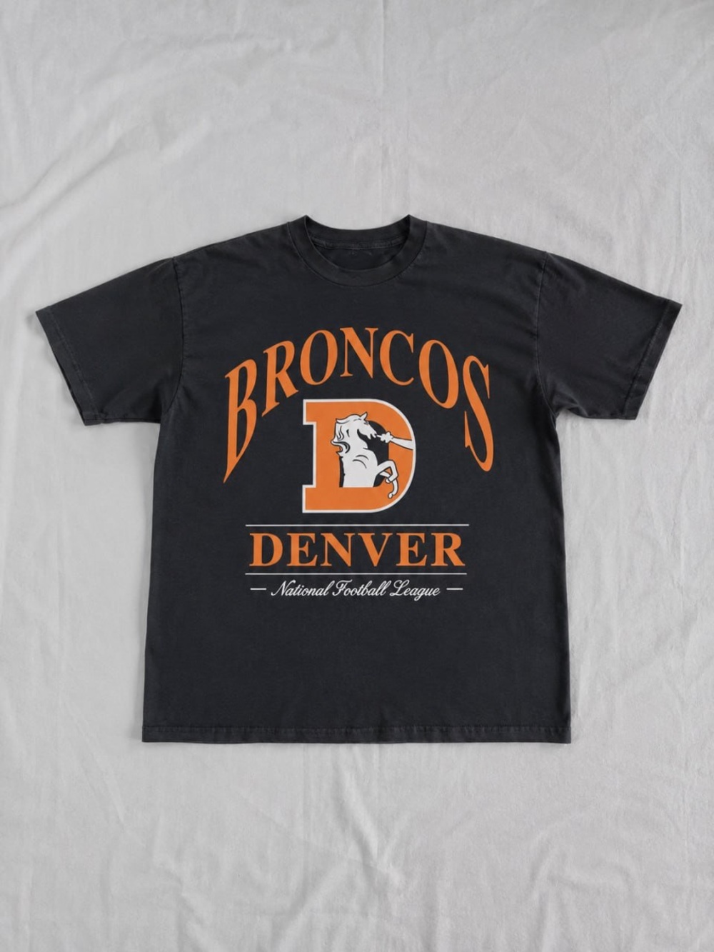 Denver Broncos Gildan Black Graphic Tee with Orange Logo